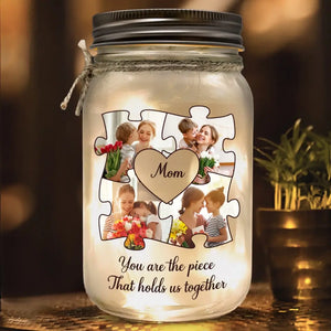 Photo personnalisée « Tenez-nous ensemble » - Lampe de pot Mason personnalisée pour la famille - Fête des Mères, cadeau pour grand-mère