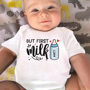 Mais d'abord le lait - Body bébé personnalisé pour toute la famille - Cadeau de fête des mères, de baby shower, pour la première maman