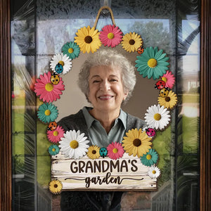Photo personnalisée du jardin de grand-mère - Panneau en bois personnalisé pour décoration d'intérieur - Cadeau de pendaison de crémaillère pour maman et grand-mère