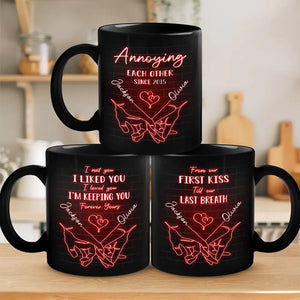 Tasse noire personnalisée « S'agacer mutuellement pour toujours » pour couple – Cadeau pour mari et femme, anniversaire