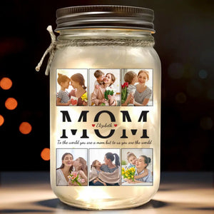 Pour nous, tu es le monde - Lampe personnalisée en pot Mason pour famille - Cadeau pour maman, papa, grand-mère