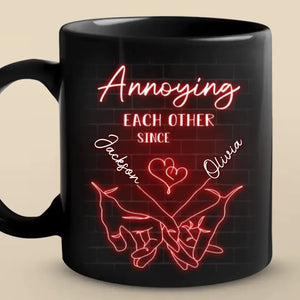 Tasse noire personnalisée « S'agacer mutuellement pour toujours » pour couple – Cadeau pour mari et femme, anniversaire