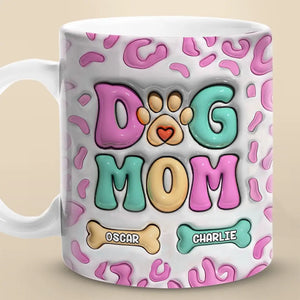 Tasse personnalisée avec motif chien « Mama Eat Drink And Be Merry » en 3D avec effet gonflable – Cadeau pour les propriétaires et les amoureux des animaux