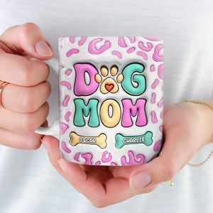 Tasse personnalisée avec motif chien « Mama Eat Drink And Be Merry » en 3D avec effet gonflable – Cadeau pour les propriétaires et les amoureux des animaux