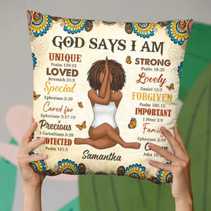 Dieu dit « Je suis » - Coussin de yoga personnalisé - Cadeau pour les amateurs de yoga