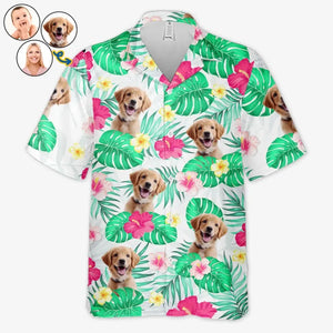 T-shirt hawaïen unisexe personnalisé avec photo « C'est l'été » pour chien et chat, motif tropical, idéal pour les vacances d'été et les amoureux des animaux.