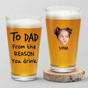 Photo personnalisée Je suis génial Merci - Verre à bière personnalisé pour la famille - Fête des pères, cadeau pour papa, grand-père