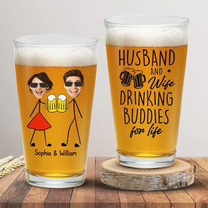 Photo personnalisée « J'apprécie les moments que nous buvons ensemble » - Verre à bière personnalisé pour couple - Cadeau pour mari et femme, anniversaire