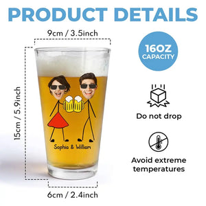 Photo personnalisée « J'apprécie les moments que nous buvons ensemble » - Verre à bière personnalisé pour couple - Cadeau pour mari et femme, anniversaire