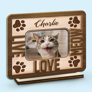 Custom Photo Happiness Is A Warm Puppy - Dog & Cat Personalized Custom Shaped 2-Layered Wooden Plaque With Flat Stand - House Warming Gift For Pet Owners, Pet Lovers