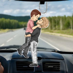 L'amour est l'amour - Ornement de voiture personnalisé pour couple - Forme personnalisée en acrylique - Cadeau pour mari et femme, anniversaire, LGBTQ+