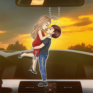 L'amour est l'amour - Ornement de voiture personnalisé pour couple - Forme personnalisée en acrylique - Cadeau pour mari et femme, anniversaire, LGBTQ+