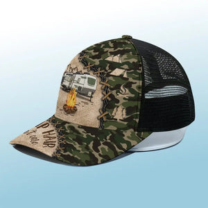 Go Wild Camping - Casquette de baseball personnalisée avec dos en maille, casquette de camionneur - Cadeau pour mari, femme et amoureux du camping
