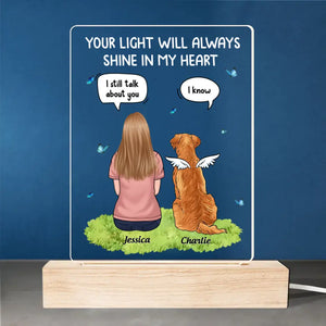 Toujours là pour vous – Lampe LED 3D personnalisée en forme de mémorial – Cadeau de condoléances pour les propriétaires et les amoureux des animaux