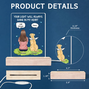 Toujours là pour vous – Lampe LED 3D personnalisée en forme de mémorial – Cadeau de condoléances pour les propriétaires et les amoureux des animaux