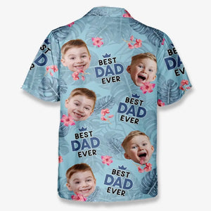 T-shirt hawaïen unisexe personnalisé avec photo « Meilleur papa de tous les temps » - Cadeau idéal pour les vacances d'été, les papas et les grands-pères