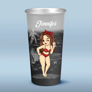 J'entends les vagues et je sens l'air - Tasse personnalisée en aluminium changeant de couleur - Cadeau de vacances d'été pour les meilleures amies, les meilleures amies et les sœurs