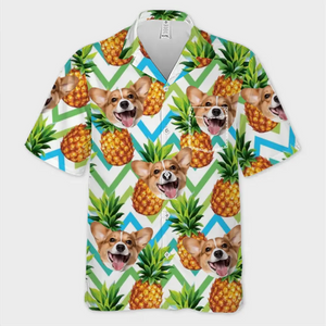 Photo personnalisée : Profitez pleinement de l'ambiance tropicale estivale ! T-shirt hawaïen unisexe personnalisé pour chien et chat ! Cadeau de vacances d'été, cadeau pour propriétaires d'animaux et amoureux des animaux.