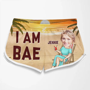 Photo personnalisée « Je suis mon chéri » - Short de plage hawaïen tropical personnalisé et amusant pour couple - Cadeau de vacances d'été, cadeau de fête d'anniversaire pour mari et femme
