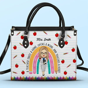Un enseignant nourrit l'âme d'un enfant pour toute sa vie - Sac à main en cuir personnalisé pour enseignant - Cadeau pour enseignant