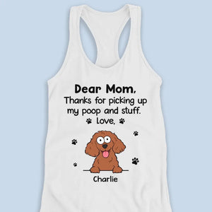 Merci d'avoir ramassé mes crottes et autres affaires - Débardeur et t-shirt dos nageur personnalisés pour chien - Cadeau de vacances d'été pour les propriétaires et les amoureux des animaux