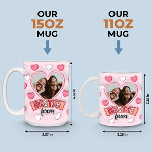 Tasse personnalisée avec photo « Les amis sont la famille que vous choisissez » - Mug personnalisé avec effet gonflé 3D - Cadeau pour les meilleures amies, les meilleures amies et les sœurs