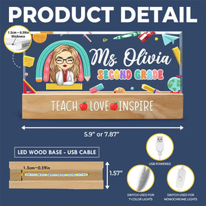 Enseigner, aimer, inspirer – Veilleuse LED 3D personnalisée en acrylique avec lettres pour enseignant – Cadeau pour enseignant