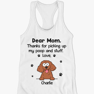 Merci d'avoir ramassé mes crottes et autres affaires - Débardeur et t-shirt dos nageur personnalisés pour chien - Cadeau de vacances d'été pour les propriétaires et les amoureux des animaux