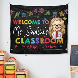 Bienvenue dans ma classe - Tapisserie personnalisée pour enseignant - Cadeau pour enseignant
