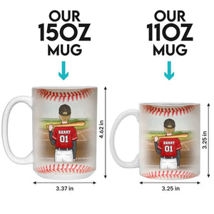 Perfectionnez vos compétences, libérez-vous des victoires - Tasse personnalisée pour toute la famille - Cadeau pour les membres de la famille, les joueurs de baseball et les amateurs de baseball