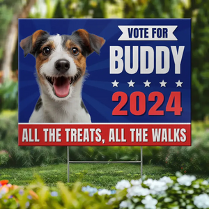 Photo personnalisée « All The Treats, All The Walks » - Panneau de jardin personnalisé pour chien et chat - Cadeau pour propriétaires et amoureux des animaux
