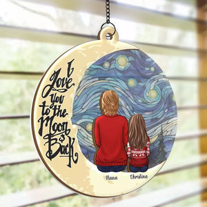 J'aime grand-mère jusqu'à la lune et retour - Attrape-soleil personnalisé à suspendre à une fenêtre - Cadeau de Noël pour maman et grand-mère