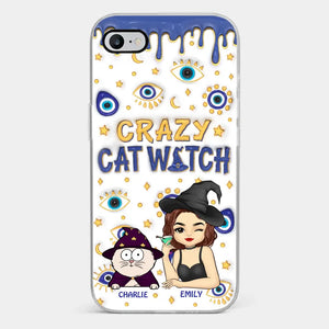 Tu ne peux pas me faire peur, je suis la folle sorcière des chats - Coque de téléphone transparente imprimée effet gonflé 3D personnalisée pour chat - Cadeau d'Halloween pour les propriétaires d'animaux et les amoureux des animaux
