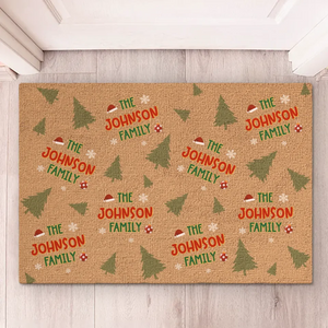 La famille illumine les fêtes - Tapis décoratif personnalisé pour la maison - Cadeau de Noël pour les membres de la famille