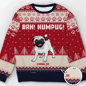 Le Père Noël arrive en ville ! Sweat-shirt moche personnalisé pour chien ! Pull unisexe en laine ! Cadeau de Noël pour les propriétaires et les amoureux des animaux.