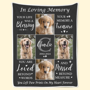 Couverture personnalisée avec photo « Vous êtes aimé au-delà des mots » - Cadeau de condoléances pour les propriétaires d'animaux et les amoureux des animaux
