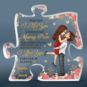 Je t'aime pour toujours et à jamais - Plaque acrylique personnalisée en forme de puzzle pour couple - Cadeau de Noël pour mari et femme, anniversaire