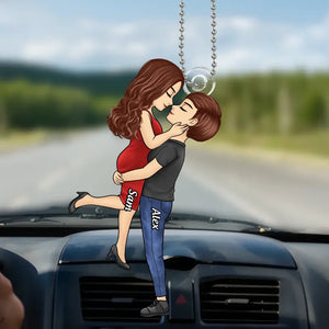 L'amour est l'amour - Ornement de voiture personnalisé pour couple - Forme personnalisée en acrylique - Cadeau pour mari et femme, anniversaire, LGBTQ+