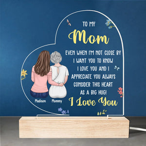 Considérez ce cœur comme un gros câlin - Lumière LED 3D personnalisée en forme de famille - Cadeau pour maman, fille