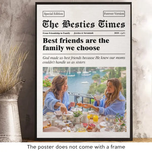 Photo personnalisée « The Besties Times » - Affiche verticale personnalisée « BFF » - Cadeau pour les meilleures amies, les meilleures amies et les sœurs