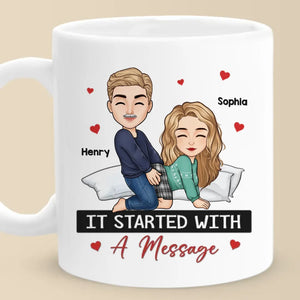 Tout a commencé avec un message - Tasse personnalisée pour couple - Cadeau de Noël pour mari et femme, anniversaire