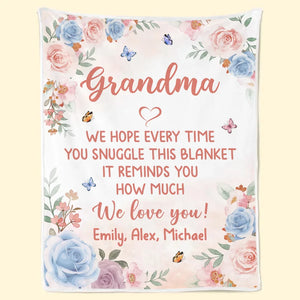 Nous t'aimons grand-mère - Couverture personnalisée pour la famille - Fête des mères, cadeau pour maman, grand-mère