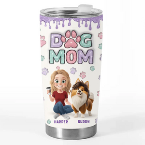 Maman chien, vie heureuse ! Gobelet personnalisé avec effet gonflable 3D imprimé pour chien - Cadeau pour propriétaires et amoureux des animaux