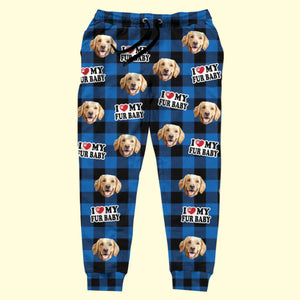 Pantalon de survêtement unisexe personnalisé avec photo « J'aime mon bébé à fourrure » pour chien et chat - Cadeau de Noël pour les propriétaires et les amoureux des animaux