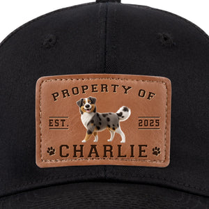 Property Of Paws - Casquette personnalisée en cuir pour chien - Cadeau pour la fête des pères, pour les propriétaires et les amoureux des animaux