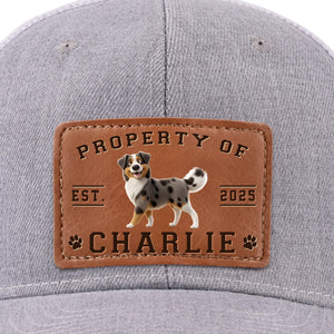 Property Of Paws - Casquette personnalisée en cuir pour chien - Cadeau pour la fête des pères, pour les propriétaires et les amoureux des animaux