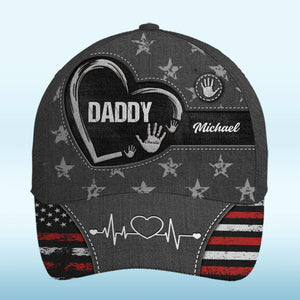 Little Hands, Big Love For You - Family Personalized Custom Hat, All Over Print Classic Cap - Father's Day, Gift For Dad, Grandpa