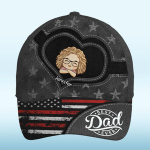 Wearing My World Close To My Heart - Family Personalized Custom Hat, All Over Print Classic Cap - Father's Day, Gift For Dad, Grandpa