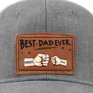 Meilleur papa de tous les temps - Chapeau personnalisé en cuir avec patch - Cadeau pour papa et grand-père