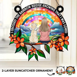 Custom Window Hanging Suncatcher Ornament - Personalized Pet Memorial Gifts For Dogs, Cats - Until We Meet Again At The Rainbow Bridge